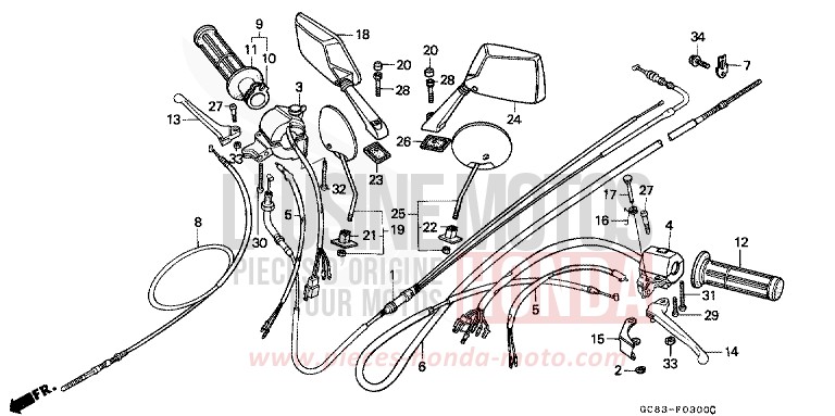 HEBELGRIFF/KABEL/SCHALTER von NHX 110 Lead STREAM RED (R116) von 1990